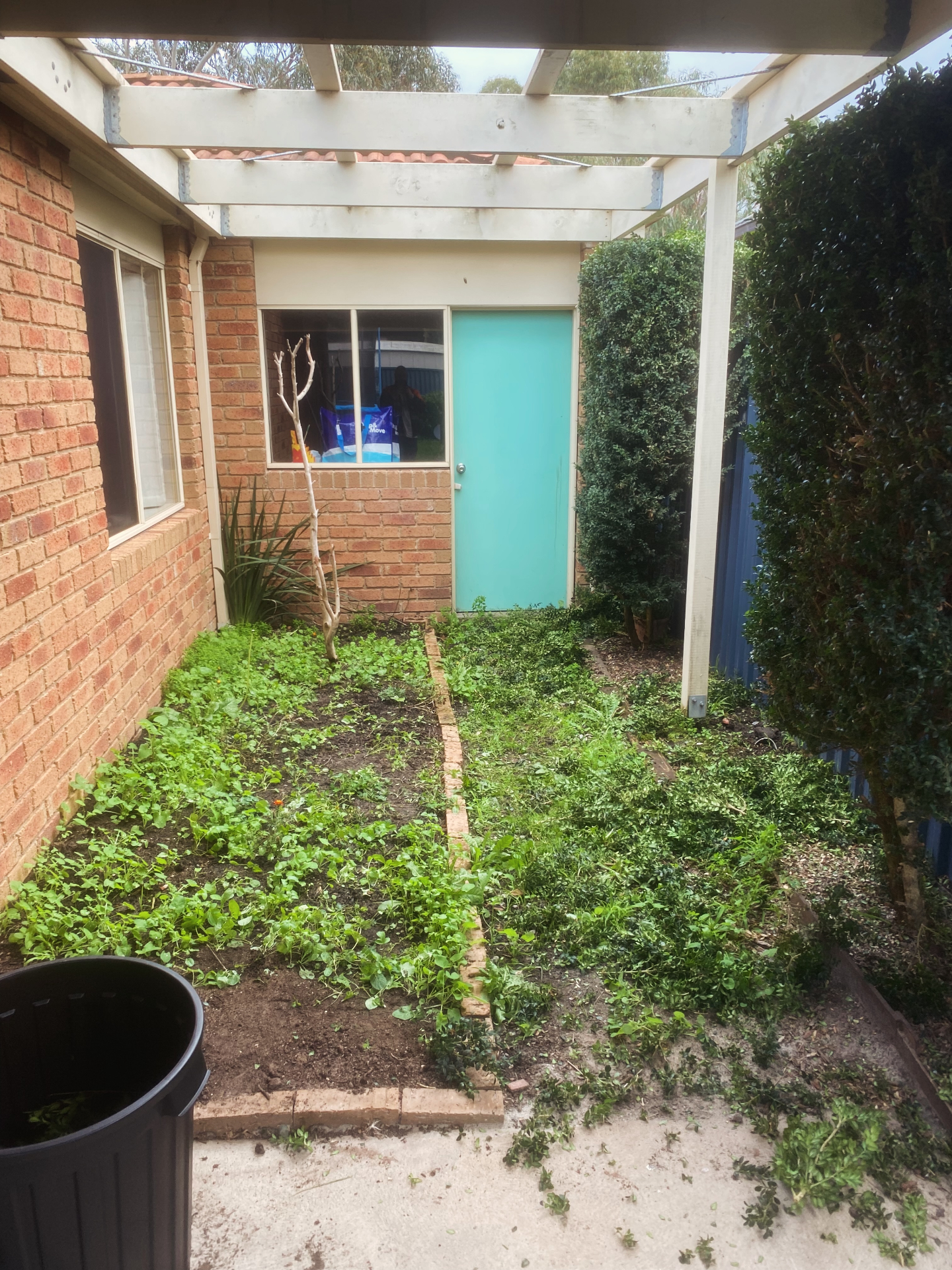 Courtyard garden bed reset in Pakenham before Knights Mowing service