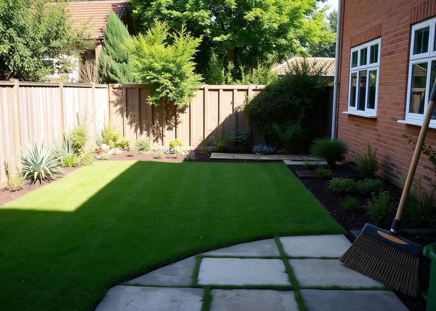 Tidy rental backyard prepared for an exit inspection