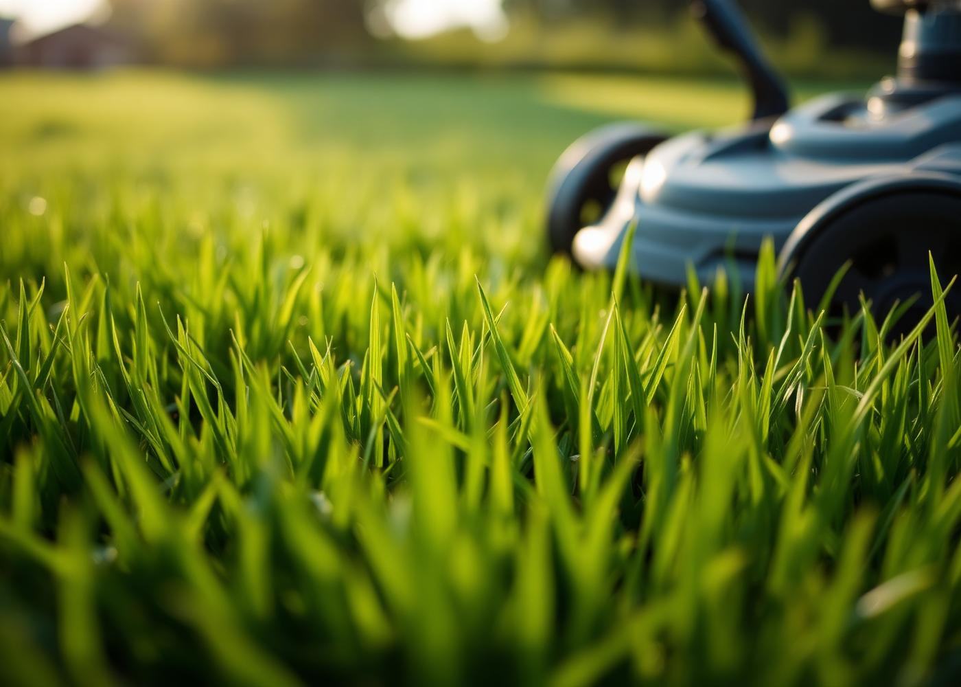 Close detail of freshly cut lawn stripes